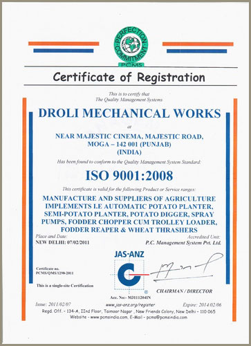 Certificate - Droli Mechanical Works